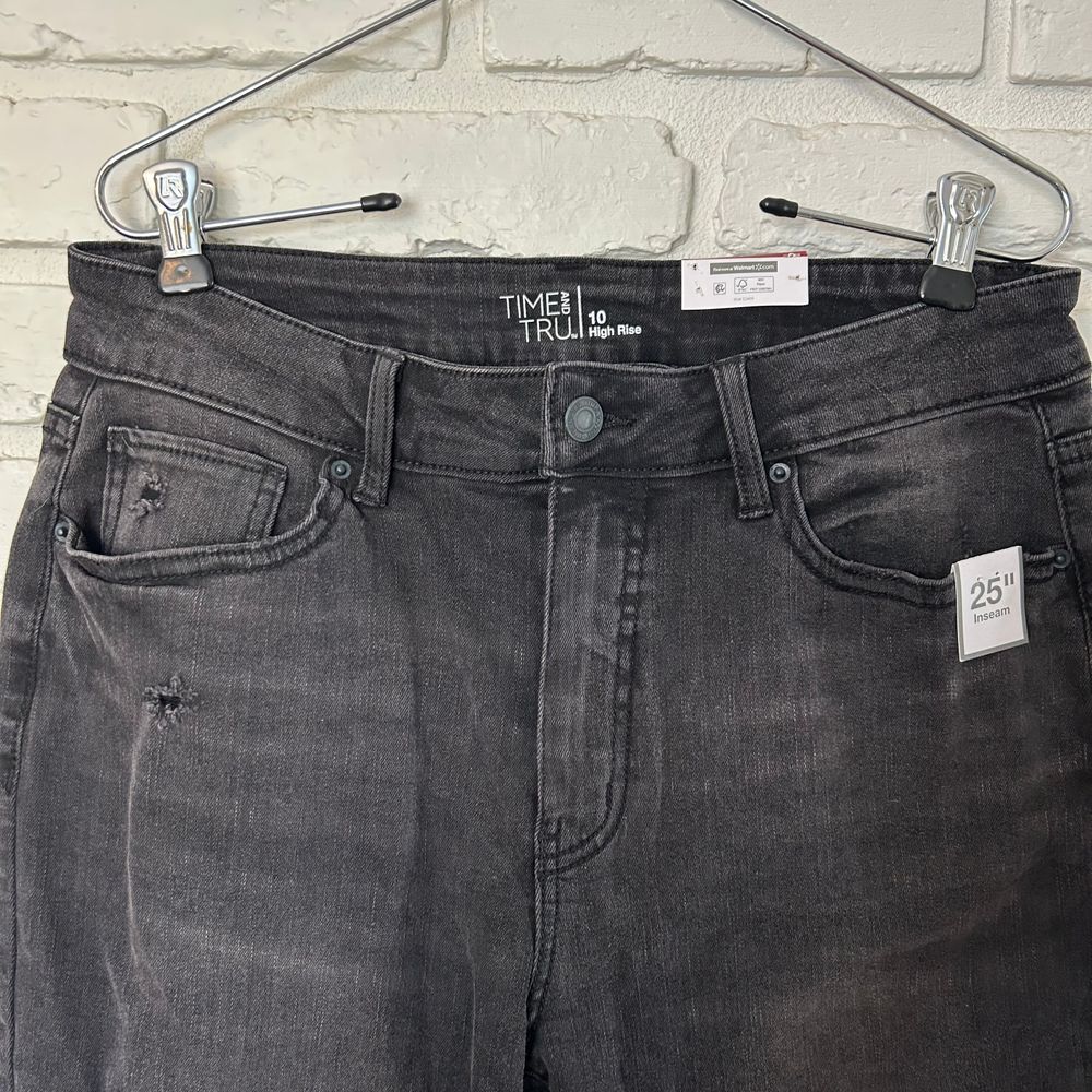 NWT Time And True‎ High Rise Straight Leg Cropped Black Stretchy Jean Size 10 - Picture 3 of 5